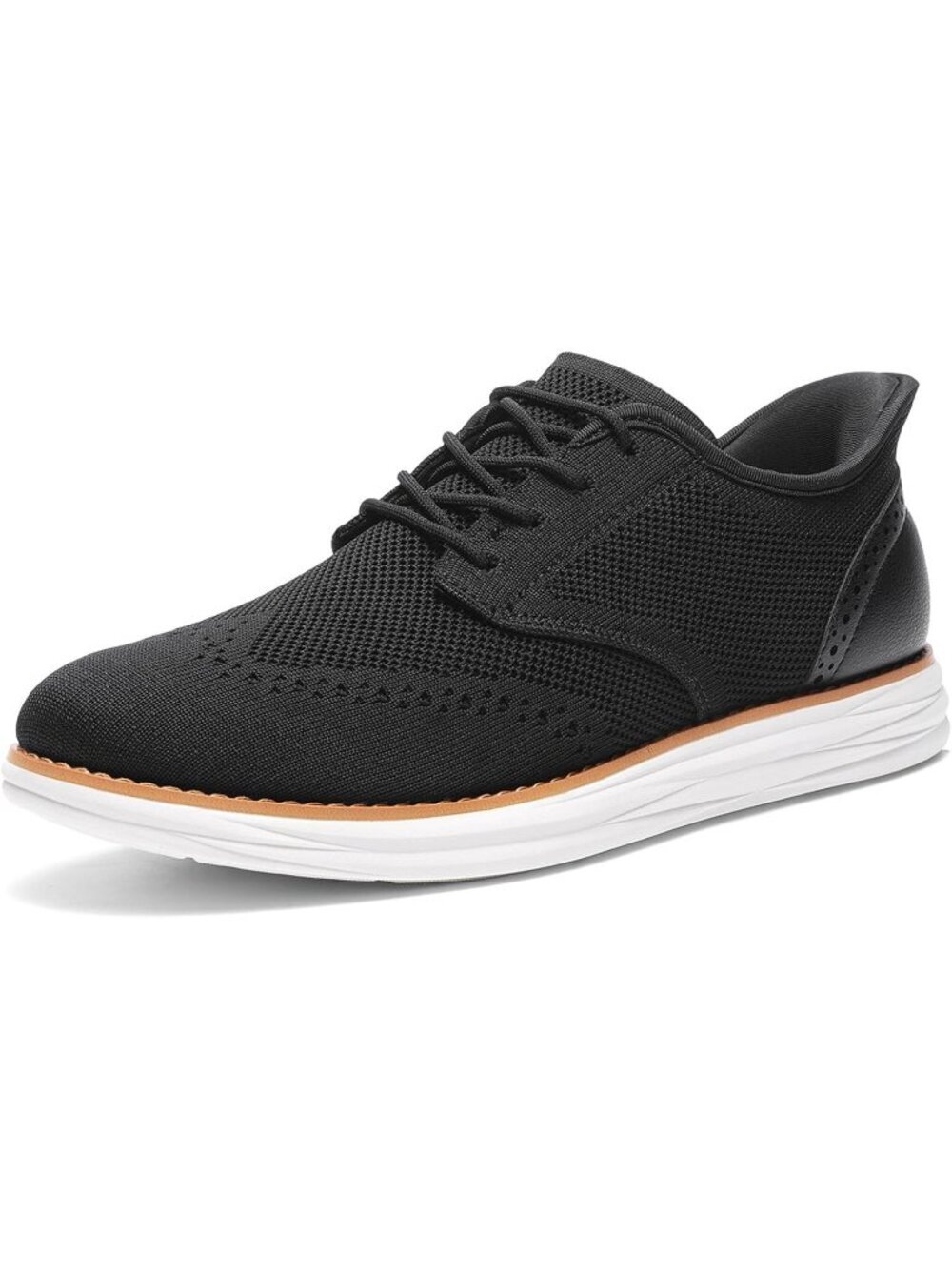 Men's Black KnitFlex Craft Mesh Oxfords Lace-Up Rubber Casual Walking Sneaker
